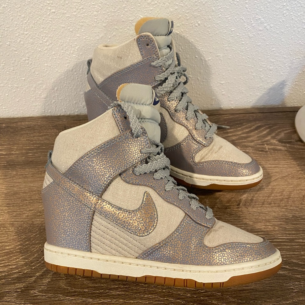 Nike dunks Sky High Vntg Wedge Color Silver Ice Blue | Color: Blue/Silver
